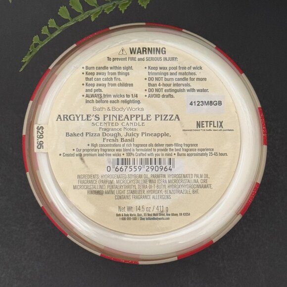 BBW Stranger Things Argyle's Pineapple Pizza Bath & Body Works 3 Wick Candle - Picture 11 of 11